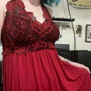 Soma Intimates Red Lacy Slip Dress / Nightgown